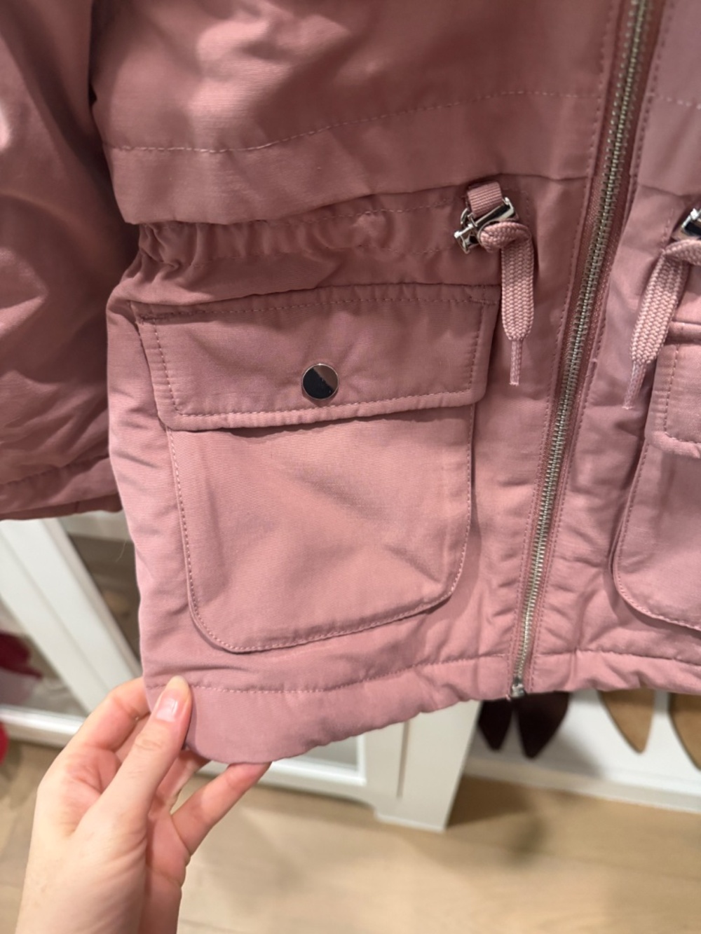 BNWT H&M Pink Faux-Fur Lined Coat with Detachable Hood - Picture 11 of 11